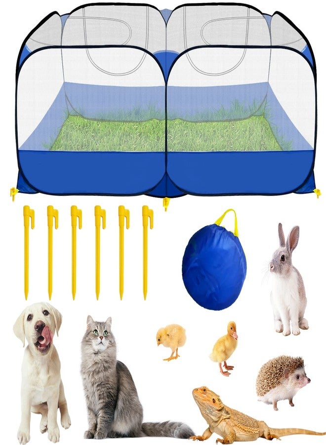 GABraden Small Animals Playpen,Reptiles Cage,Chicken Run Coop Chicken Playpen Breathable Transparent Pet Playpen Pop Open Outdoor/Indoor Exercise Fence,Portable Yard Fence (Blue) - Image 1